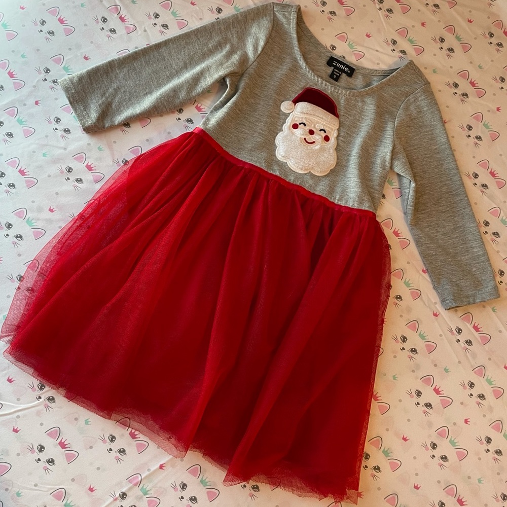 Zunie Christmas dress with Santa-Super cute & comfy-Great used condition-Size 5